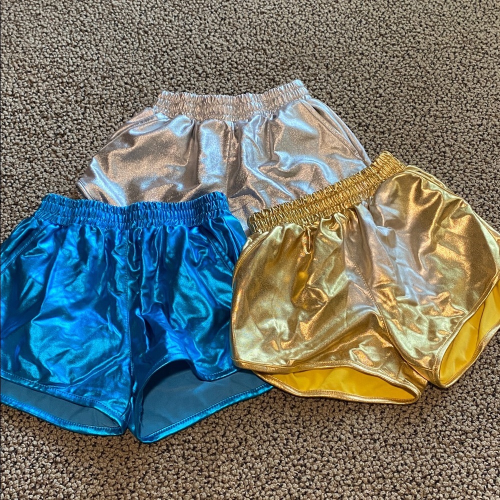 Shiny Metallic Shorts Trio